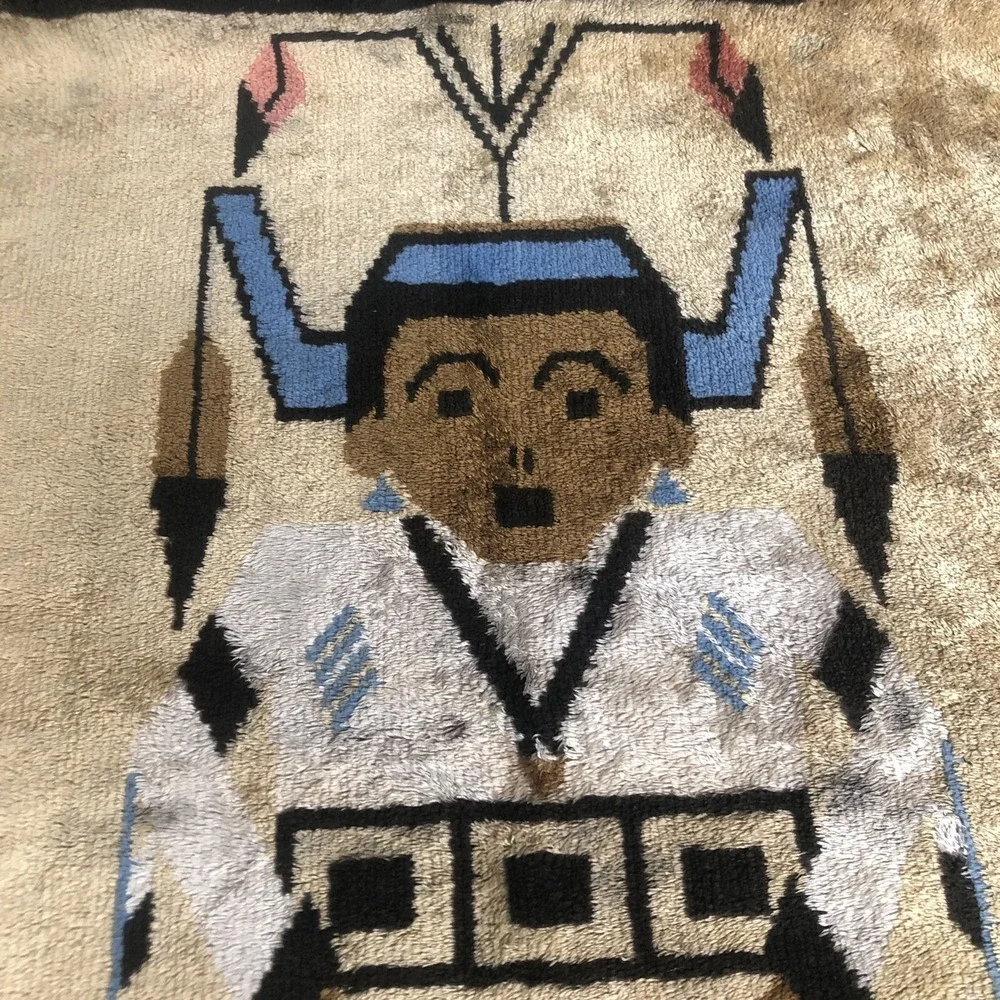 Vintage Woven Rug Native American Wall Hanging Wool ? 26 X 48
